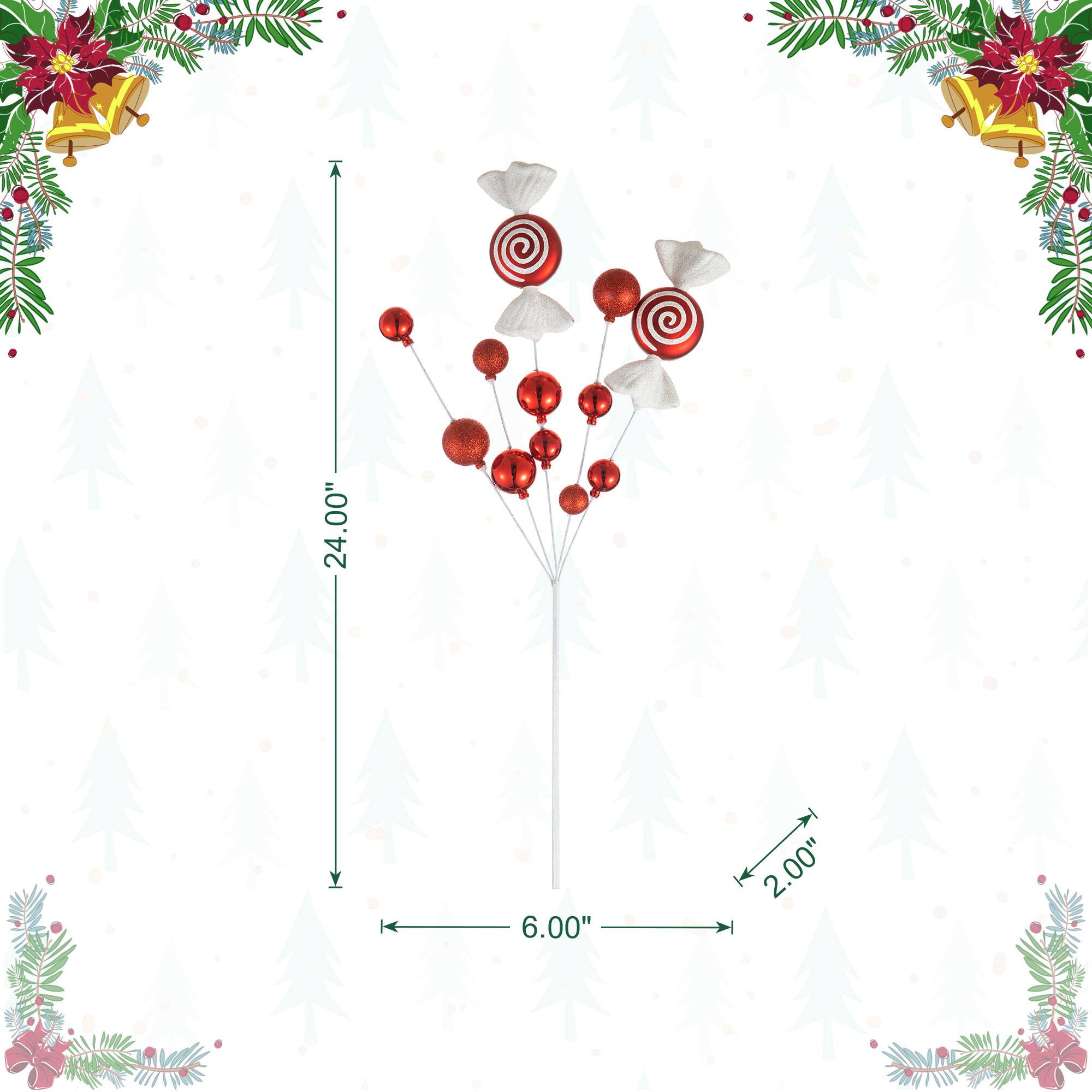 Glitzhome® 24" Christmas Red & White Candy Pick, 4ct.